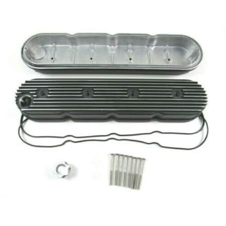Bous Performance LS Cast Aluminum Tall Vintage Series Finned Valve Cover, Black E41041BK